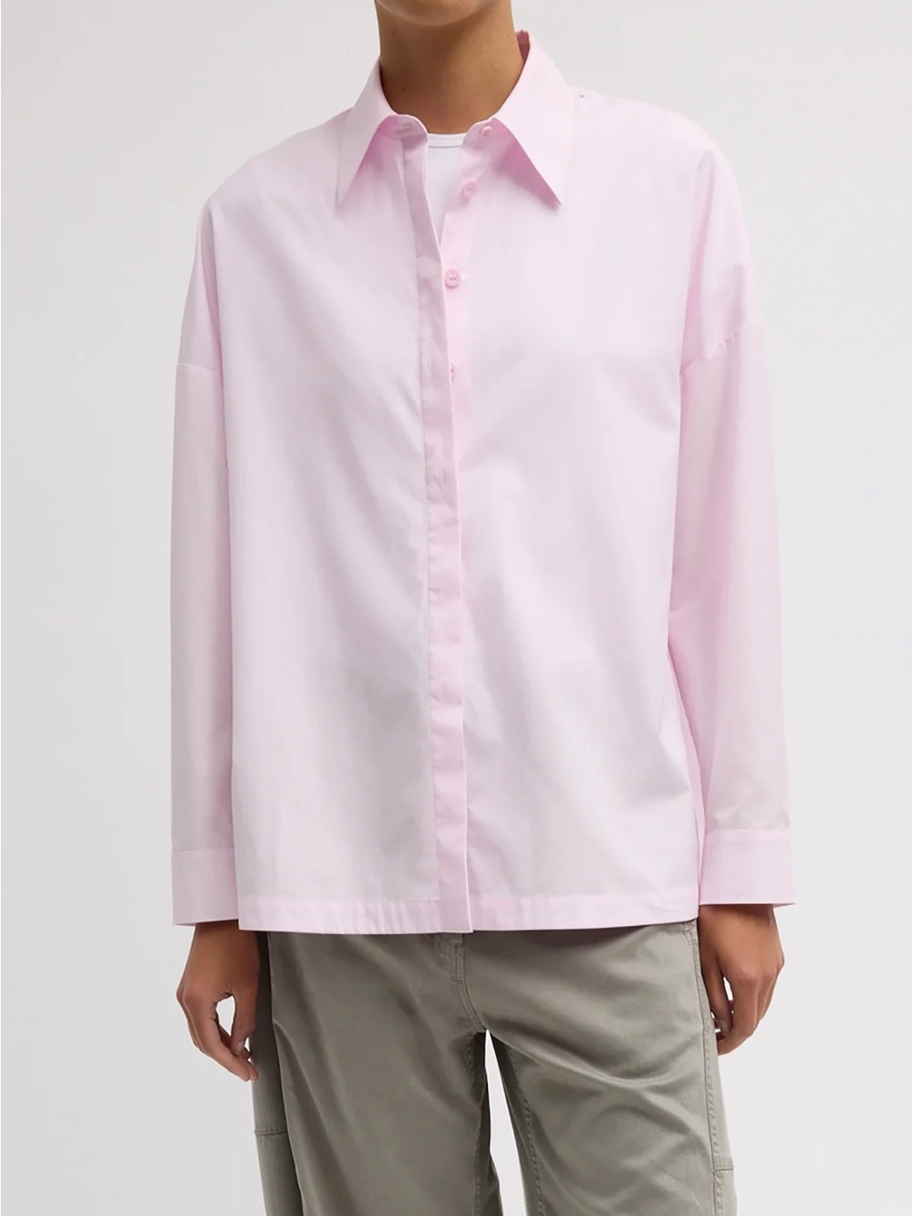 Tibi Pale Pink Oversized Button-Down Shirt